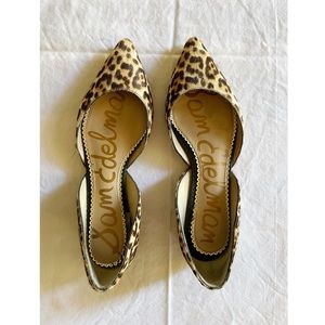 Sam Edelman D’orsay Leopard Haircalf Ponted Flats